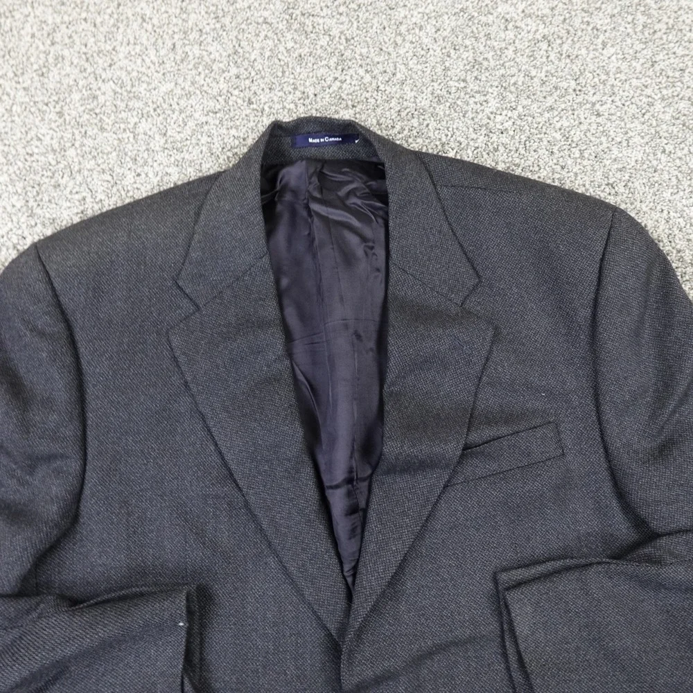 Ralph Lauren Chaps Jacket Mens 42 Gray Blue Button‎ Sport Coat LambsWool Blazer